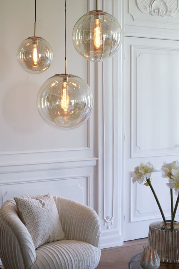 Hanglamp Medina - Antiek Brons+glas Amber Light & Living Hanglamp 2958985
