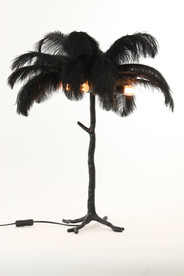 Tafellamp Feather - Zwart+zwart Light & Living Tafellamp 1860612