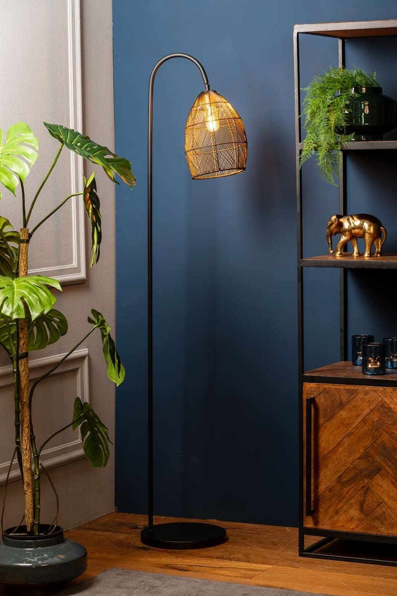 Vloerlamp Meya - Mat Zwart+goud Light & Living Vloerlamp 1859712