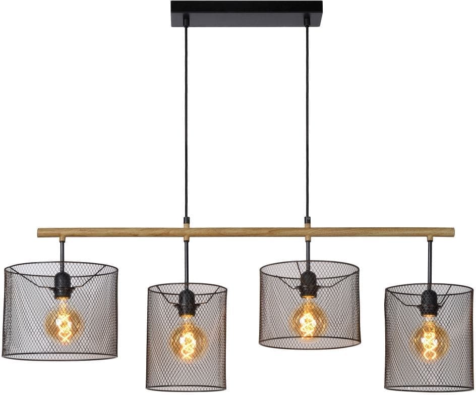 Baskett Hanglamp 4xe27 - Zwart Lucide Hanglamp 45459/04/30
