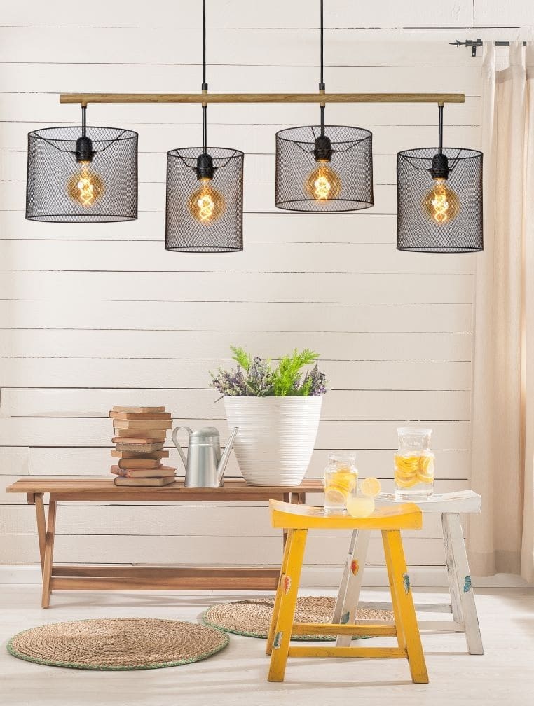 Baskett Hanglamp 4xe27 - Zwart Lucide Hanglamp 45459/04/30