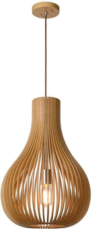 Bodo - Hanglamp - Ø38 cm - 1xe27 - Licht Hout Lucide Hanglamp 01400/38/72