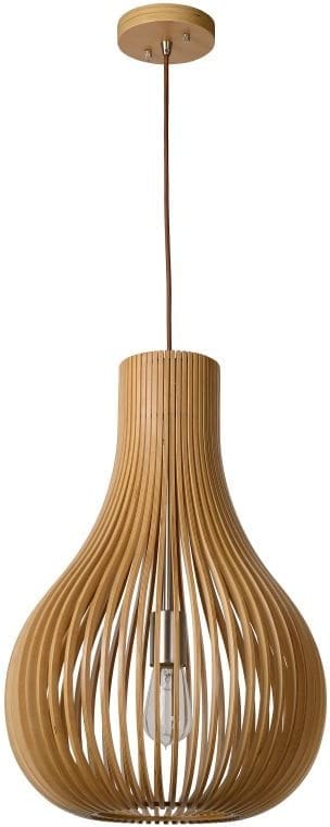 Bodo - Hanglamp - Ø38 cm - 1xe27 - Licht Hout Lucide Hanglamp 01400/38/72