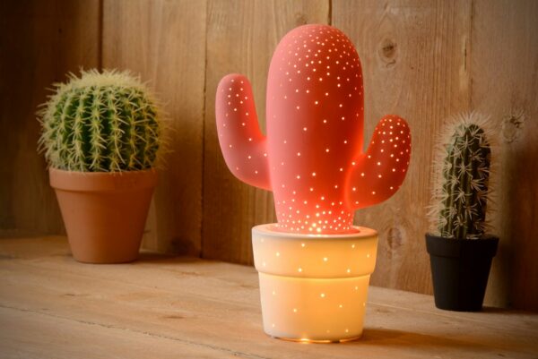 Cactus - Tafellamp - 1xe14 - Roze Lucide Tafellamp 13513/01/66