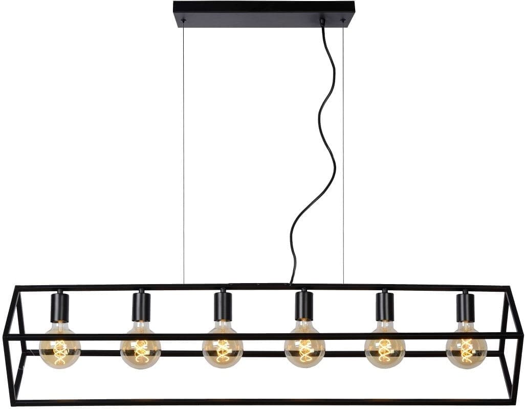 Fabian - Hanglamp - 6xe27 - Zwart Lucide Hanglamp 00425/06/30
