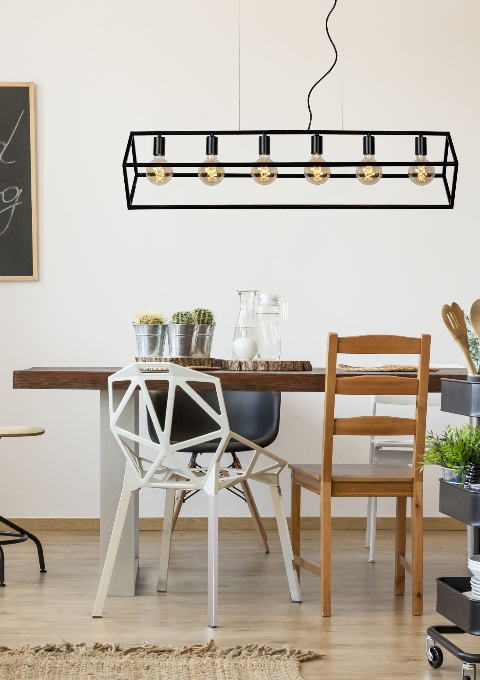 Fabian - Hanglamp - 6xe27 - Zwart Lucide Hanglamp 00425/06/30