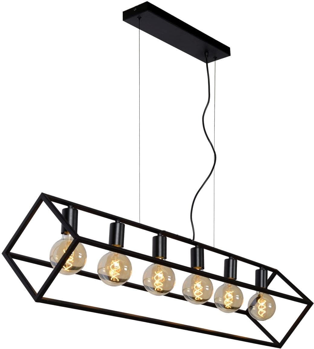Fabian - Hanglamp - 6xe27 - Zwart Lucide Hanglamp 00425/06/30