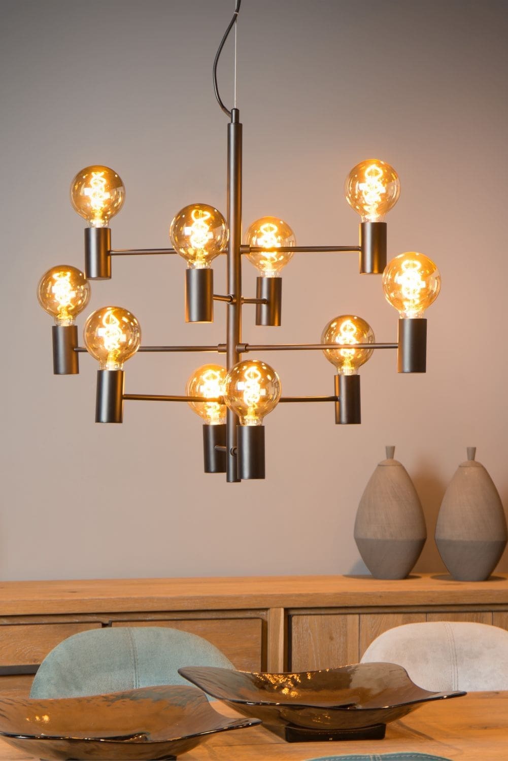 Leanne Hanglamp Ø65 cm 10xe27 - Zwart Lucide Hanglamp 21421/10/30