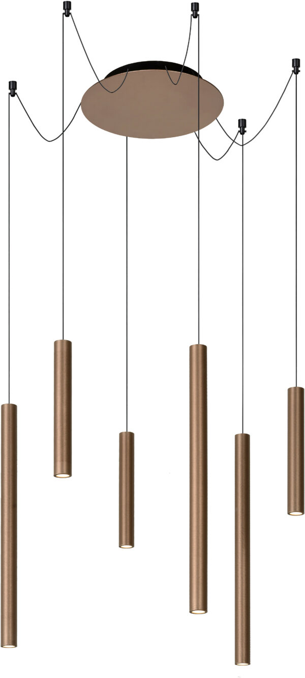Lorenz - Hanglamp - Ø120 cm - Led Dimb. - 6x4W 3000K - Roest Bruin Lucide Hanglamp 74403/06/97