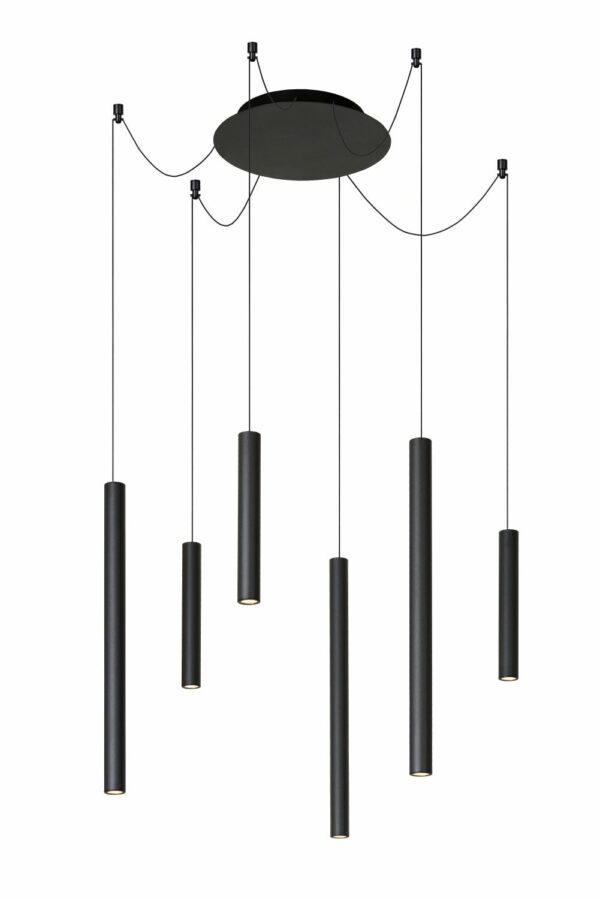 Lorenz - Hanglamp - Ø120 cm - Led Dimb. - 6x4W 3000K - Zwart Lucide Hanglamp 74403/06/30