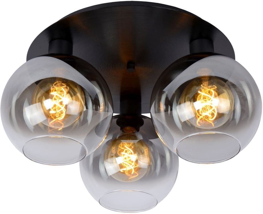 Marius - Plafonnière - 3xe27 - Zwart Lucide Plafondlamp 74114/03/30