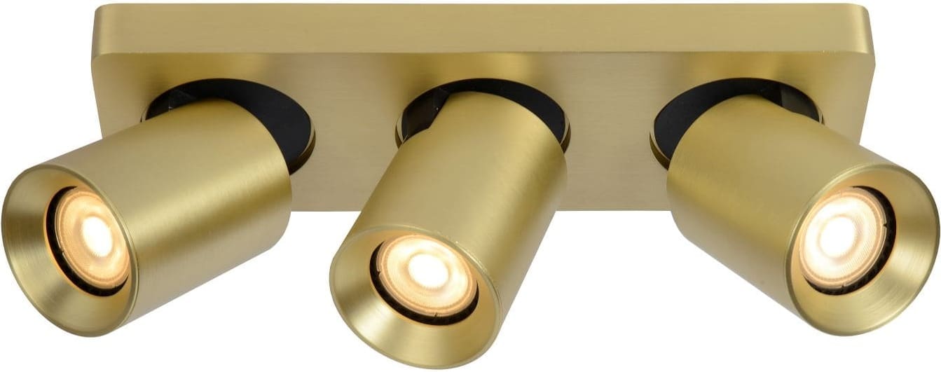 Nigel Plafondspot Led Dim To Warm GU10 3x5w 2200k/3000k - Mat Goud / Messing Lucide Plafondlamp 09929/15/02