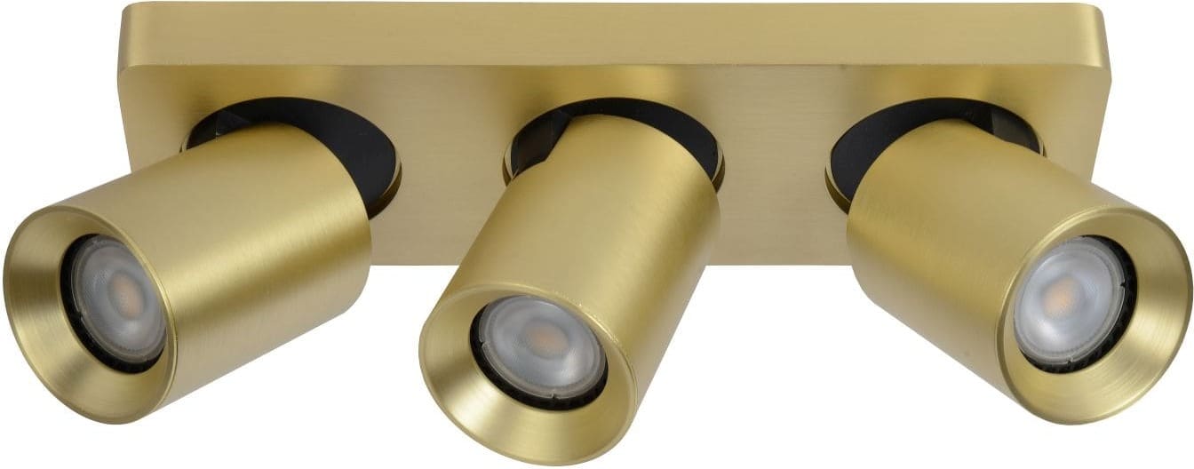 Nigel Plafondspot Led Dim To Warm GU10 3x5w 2200k/3000k - Mat Goud / Messing Lucide Plafondlamp 09929/15/02