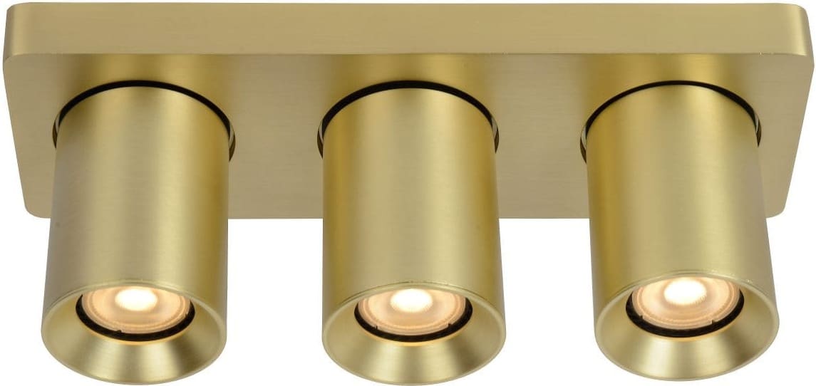 Nigel Plafondspot Led Dim To Warm GU10 3x5w 2200k/3000k - Mat Goud / Messing Lucide Plafondlamp 09929/15/02