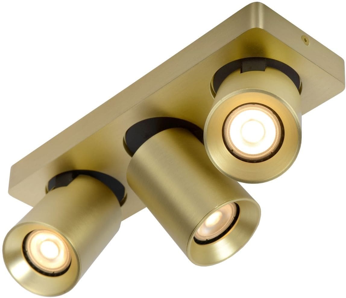 Nigel Plafondspot Led Dim To Warm GU10 3x5w 2200k/3000k - Mat Goud / Messing Lucide Plafondlamp 09929/15/02