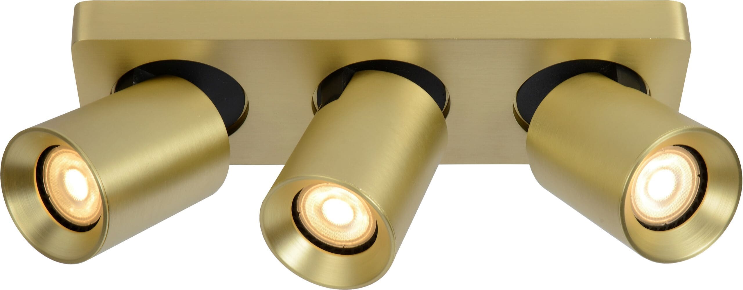 Nigel Plafondspot Led Dim To Warm GU10 3x5w 2200k/3000k - Mat Goud / Messing Lucide Plafondlamp 09929/15/02