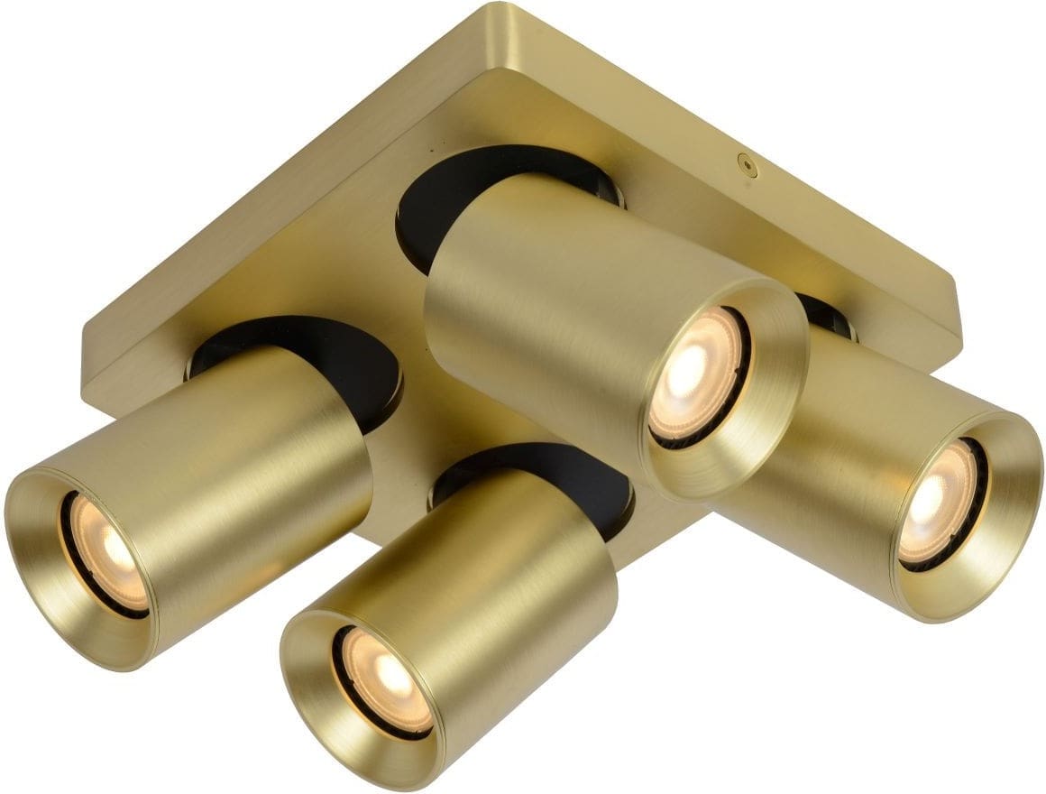 Nigel Plafondspot Led Dim To Warm GU10 4x5w 2200k/3000k - Mat Goud / Messing Lucide Plafondlamp 09929/20/02