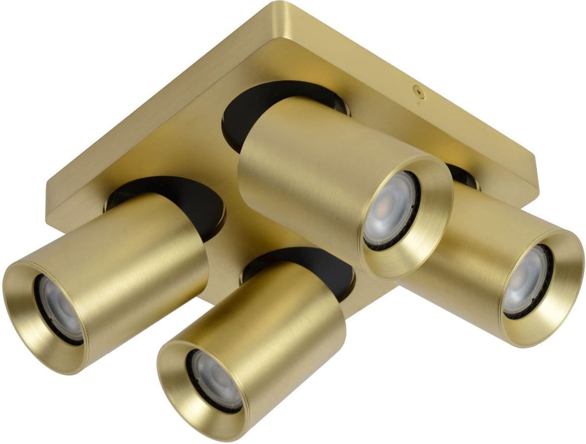 Nigel Plafondspot Led Dim To Warm GU10 4x5w 2200k/3000k - Mat Goud / Messing Lucide Plafondlamp 09929/20/02