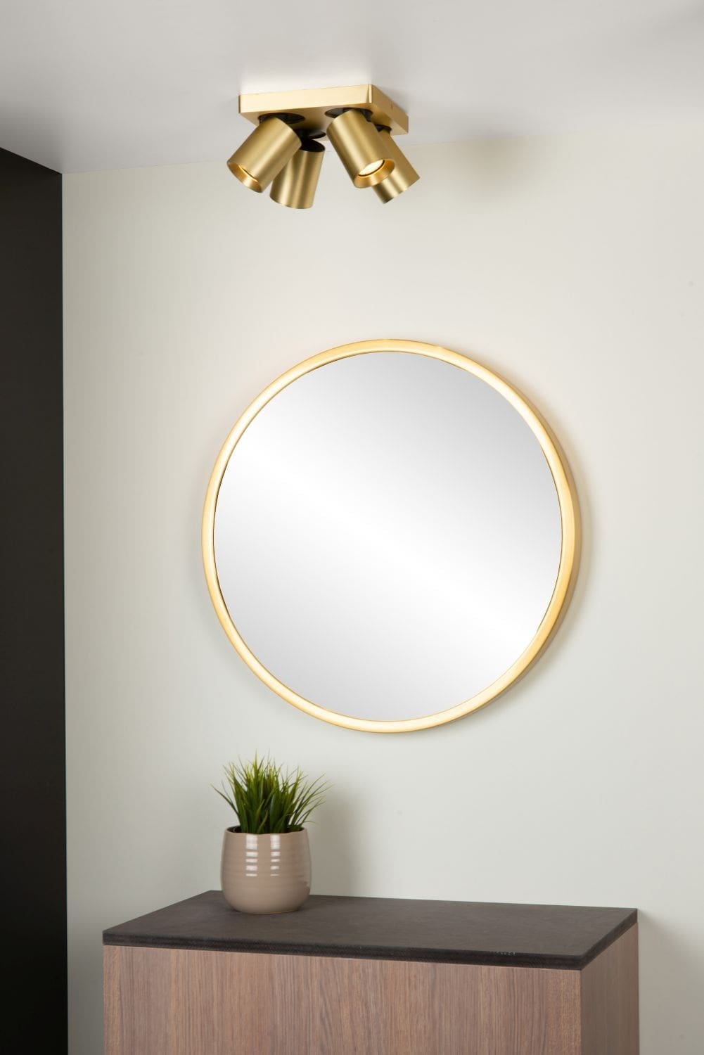 Nigel Plafondspot Led Dim To Warm GU10 4x5w 2200k/3000k - Mat Goud / Messing Lucide Plafondlamp 09929/20/02