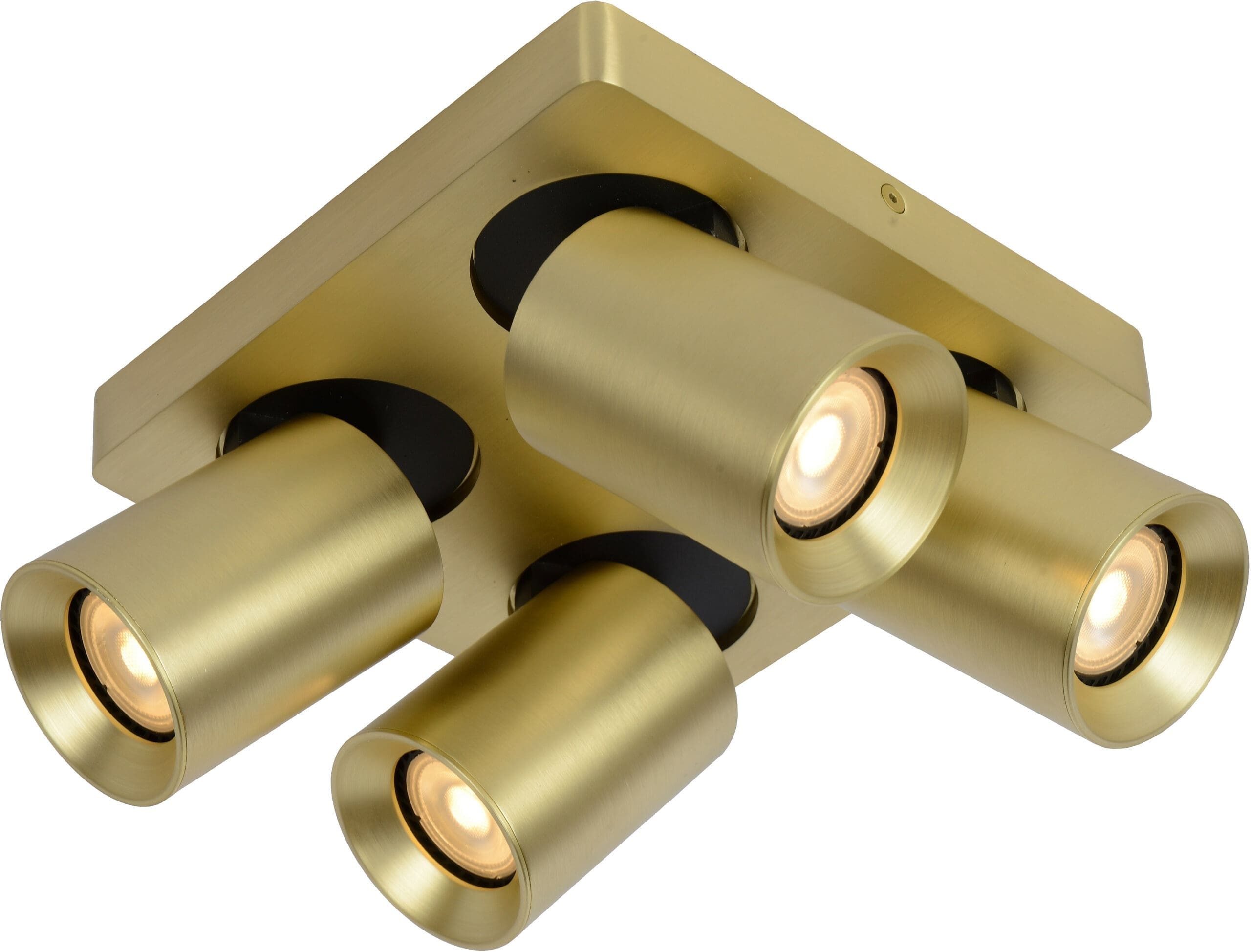 Nigel Plafondspot Led Dim To Warm GU10 4x5w 2200k/3000k - Mat Goud / Messing Lucide Plafondlamp 09929/20/02