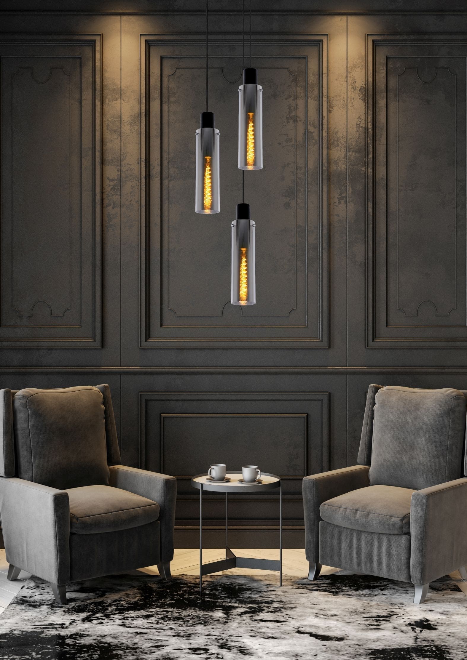 Orlando Hanglamp Ø32 cm 3xe27 - Fumé Lucide Hanglamp 74404/13/65
