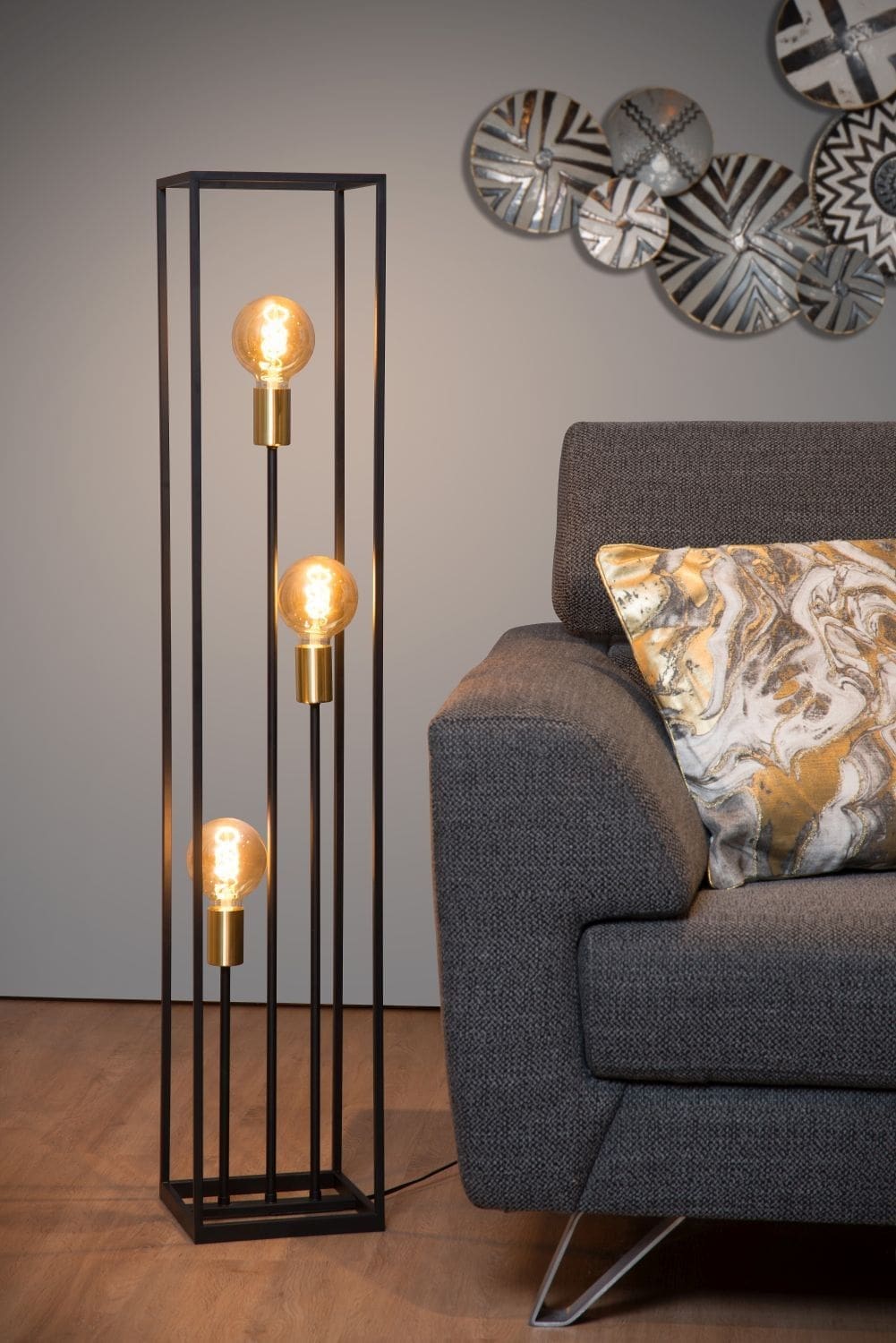 Ruben - Vloerlamp - 3xe27 - Zwart Lucide Vloerlamp 00724/03/30