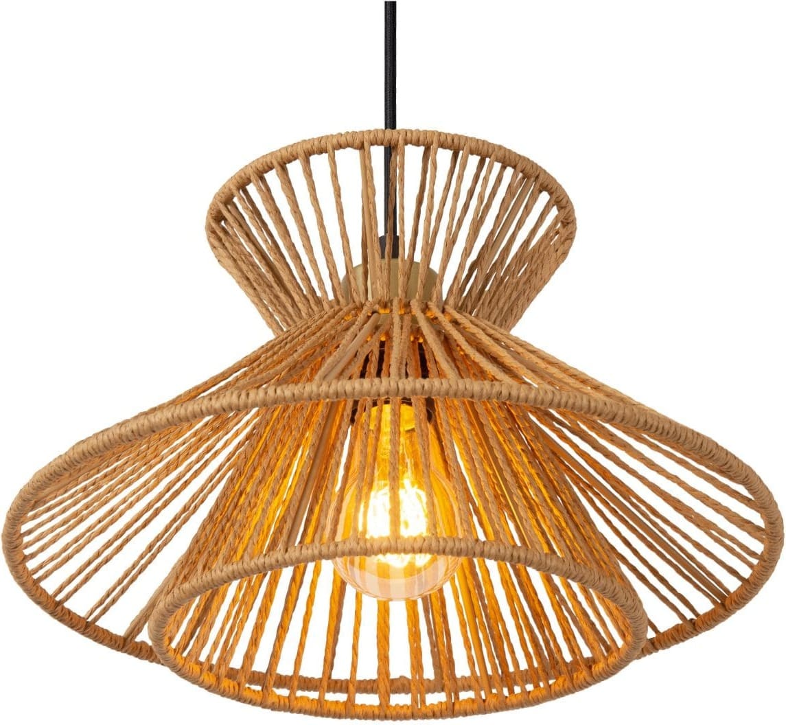 Tasman - Hanglamp - 3xe27 - Licht Hout Lucide Hanglamp 10420/03/72