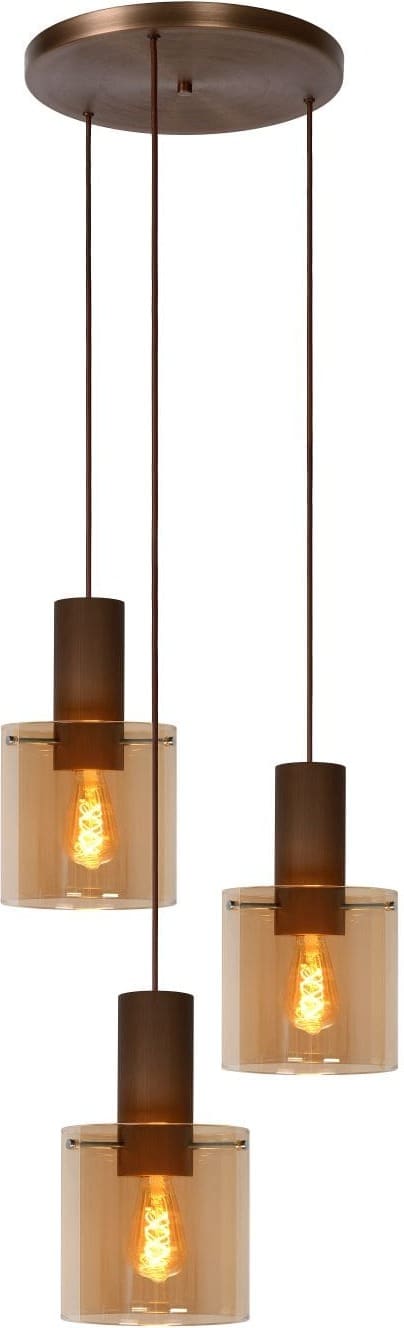 Toledo - Hanglamp - 3xe27 - Amber Lucide Hanglamp 74405/13/62