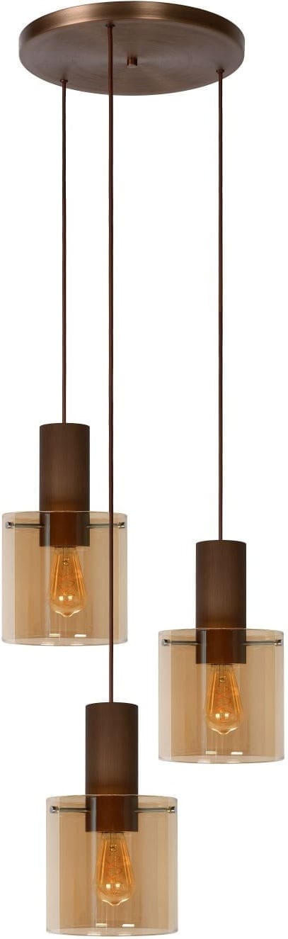 Toledo - Hanglamp - 3xe27 - Amber Lucide Hanglamp 74405/13/62