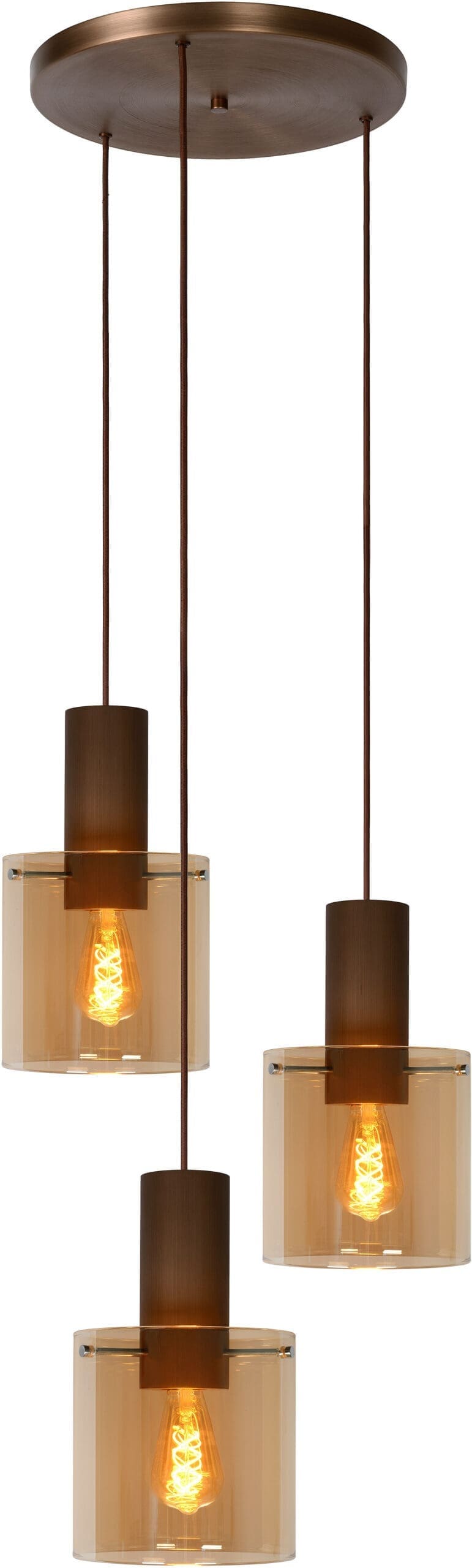 Toledo - Hanglamp - 3xe27 - Amber Lucide Hanglamp 74405/13/62
