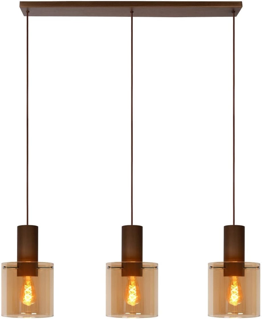 Toledo - Hanglamp - Ø20 cm - 3xe27 - Amber Lucide Hanglamp 74405/03/62