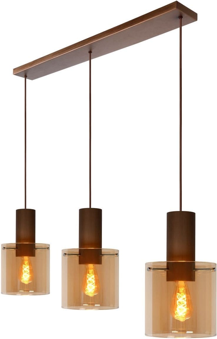 Toledo - Hanglamp - Ø20 cm - 3xe27 - Amber Lucide Hanglamp 74405/03/62