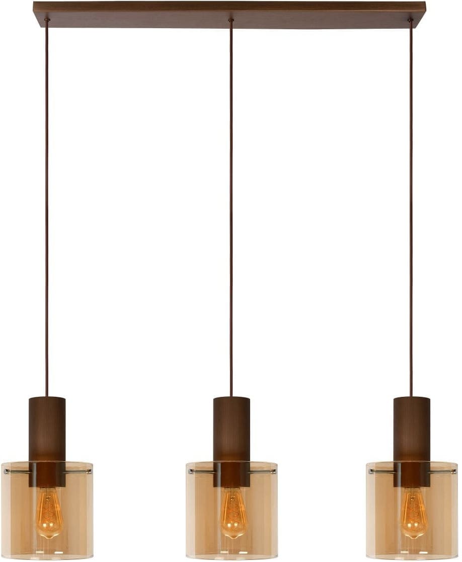 Toledo - Hanglamp - Ø20 cm - 3xe27 - Amber Lucide Hanglamp 74405/03/62