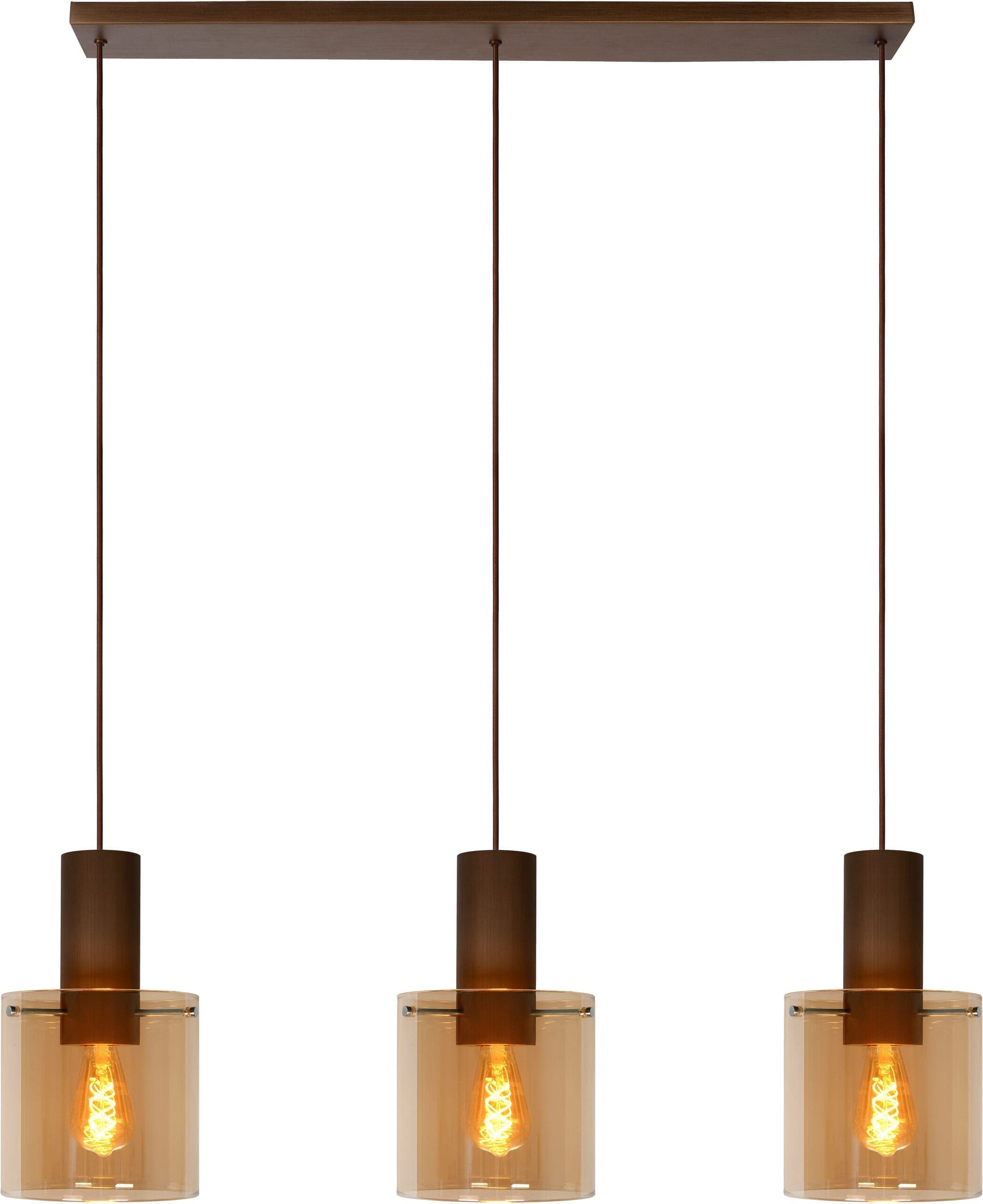 Toledo - Hanglamp - Ø20 cm - 3xe27 - Amber Lucide Hanglamp 74405/03/62