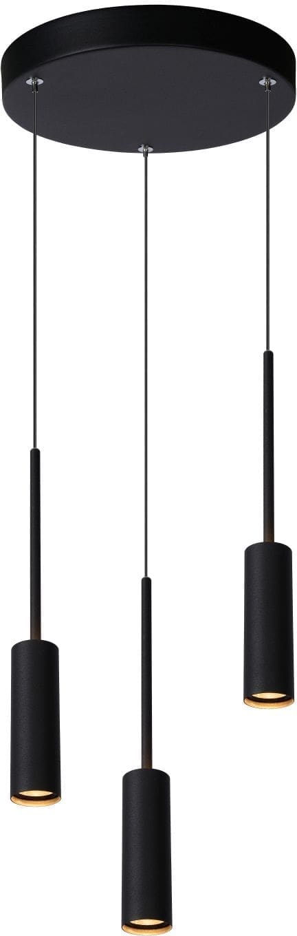 Tubule Hanglamp Ø26 cm Led 3x7w 2700k - Zwart Lucide Hanglamp 24401/21/30