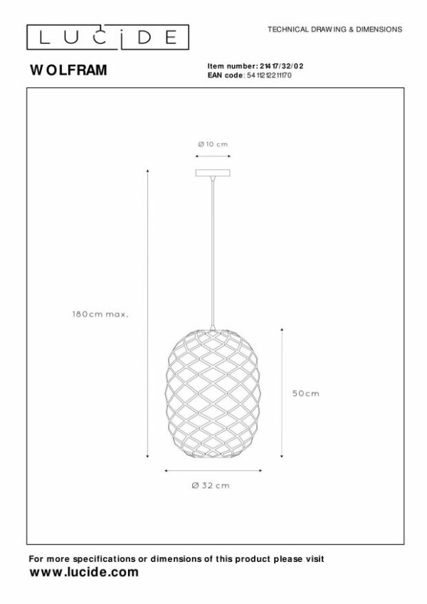 Wolfram - Hanglamp - Ø32 cm - 1xe27 - Mat Goud / Messing Lucide Hanglamp 21417/32/02