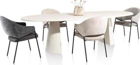Xooon Lund eetkamertafel ovaal 210 x 120 cm. - stone-skin - cone poot Eettafel