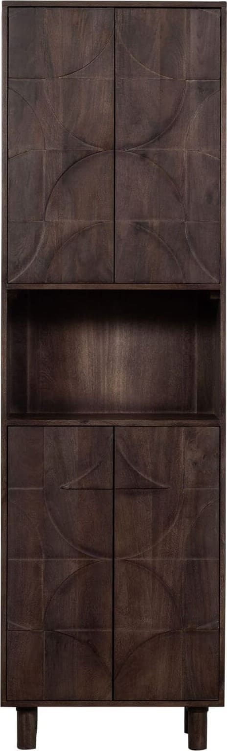 BePureHome Draw 4-deurs Opbergkast Met Open Vak Mango Hout Walnoot Bruin