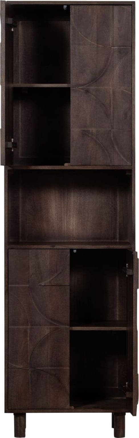 BePureHome Draw 4-deurs Opbergkast Met Open Vak Mango Hout Walnoot Bruin