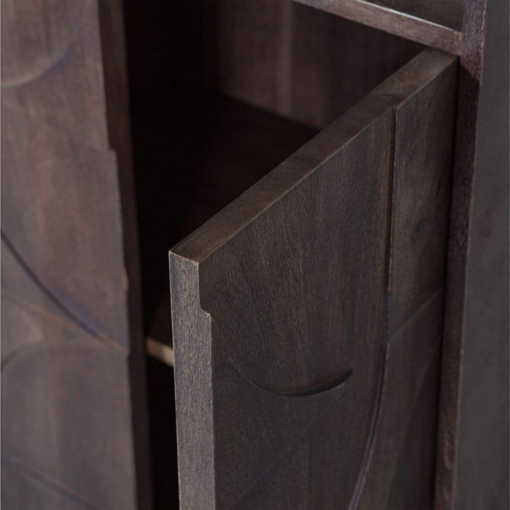 BePureHome Draw 4-deurs Opbergkast Met Open Vak Mango Hout Walnoot Bruin