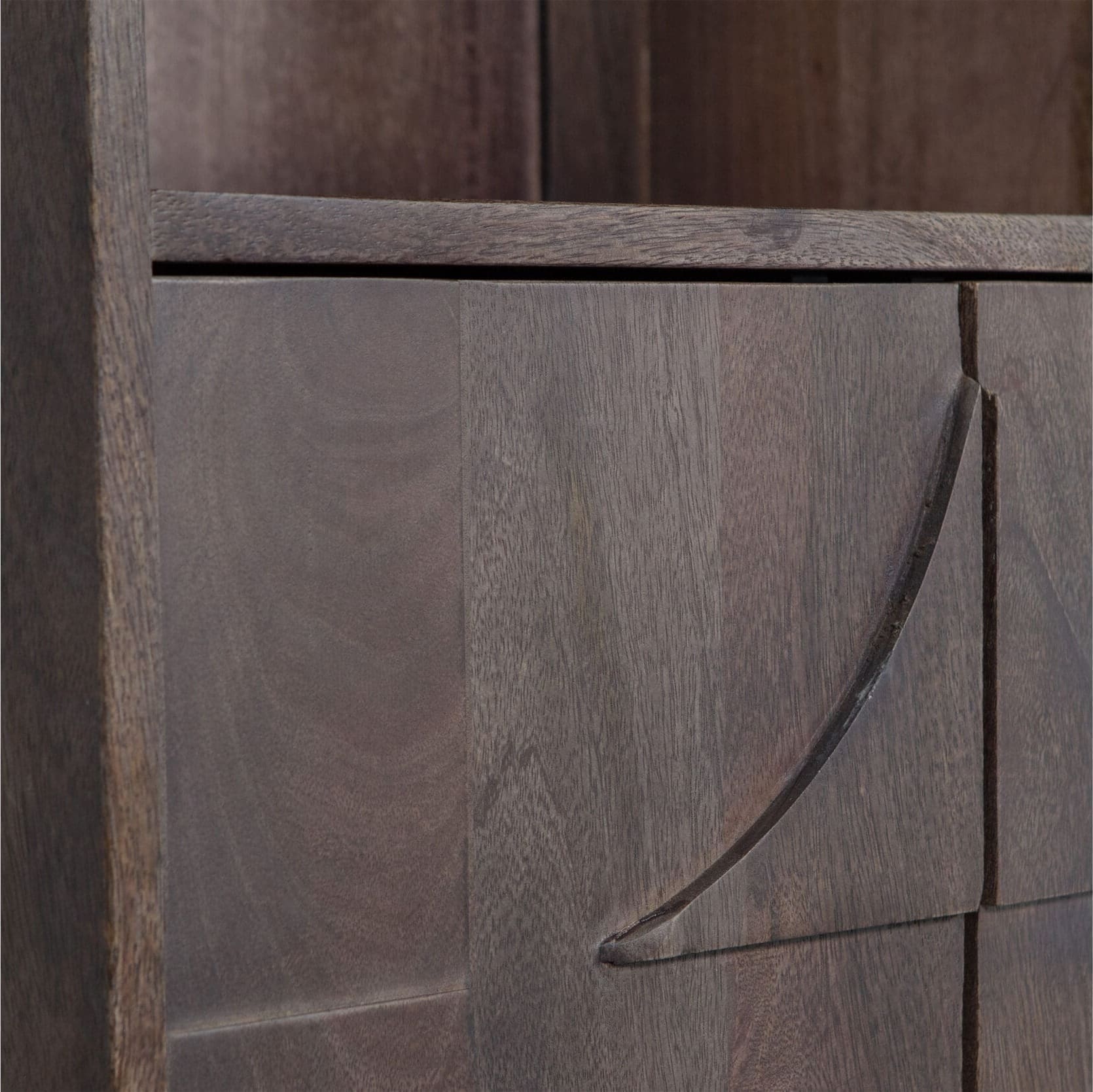 BePureHome Draw 4-deurs Opbergkast Met Open Vak Mango Hout Walnoot Bruin