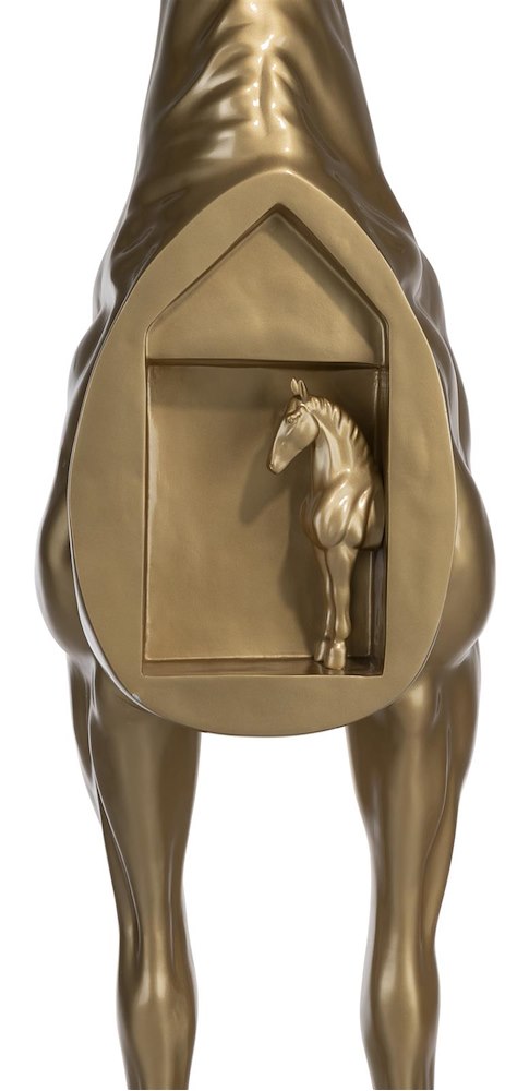 COCO maison Horse Standing beeld H180cm - goud Goud Woonaccessoire