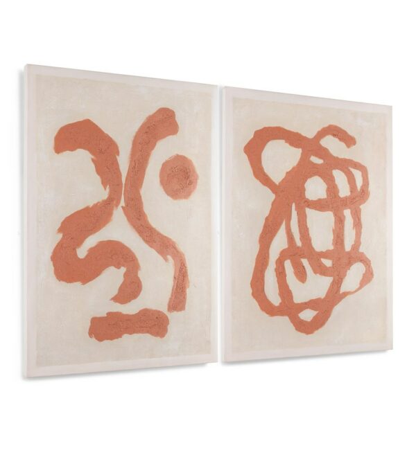 COCO maison Organic Abstract set van 2 schilderijen 70x100cm Oranje Schilderij