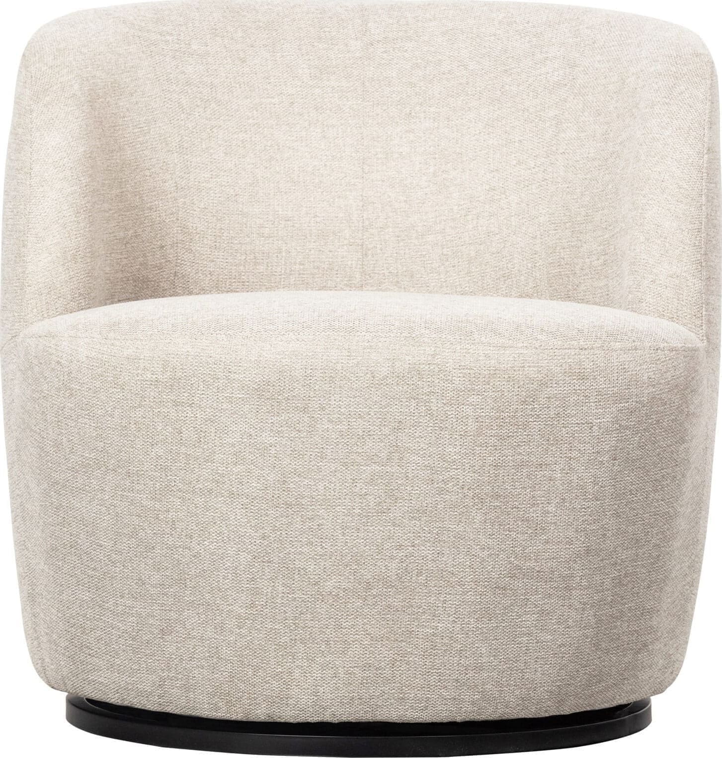 WOOOD Exclusive Serra Draaifauteuil Geweven Stof Off White Wit Draaifauteuil