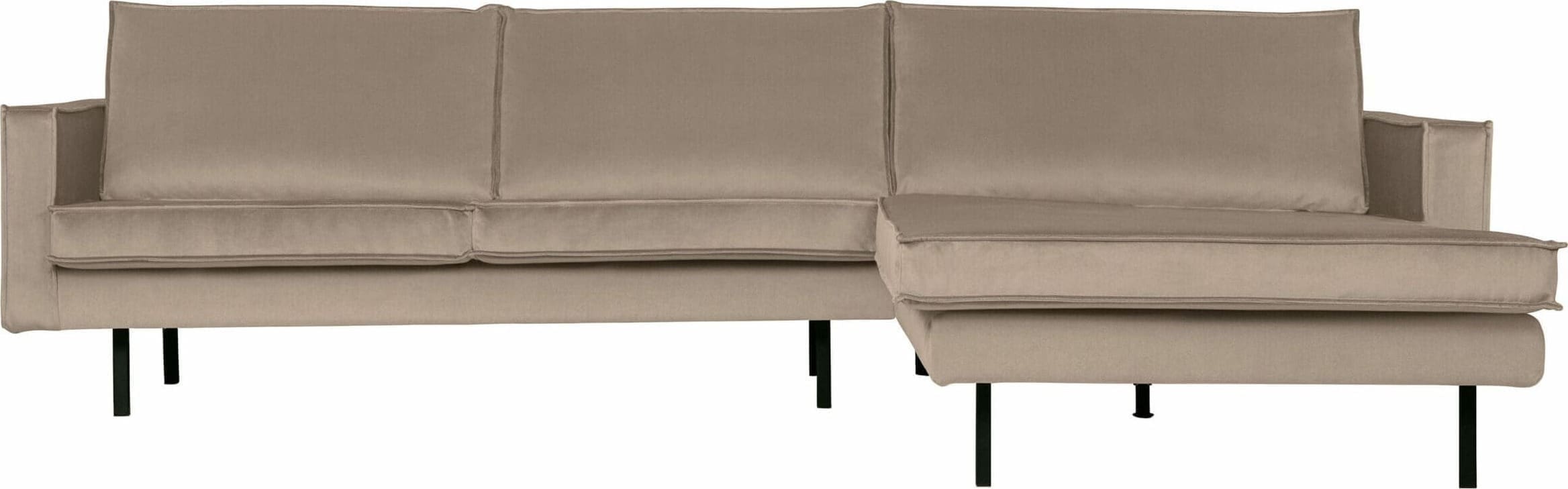 BePureHome Rodeo Chaise Longue Rechts Velvet Khaki Beige|Taupe