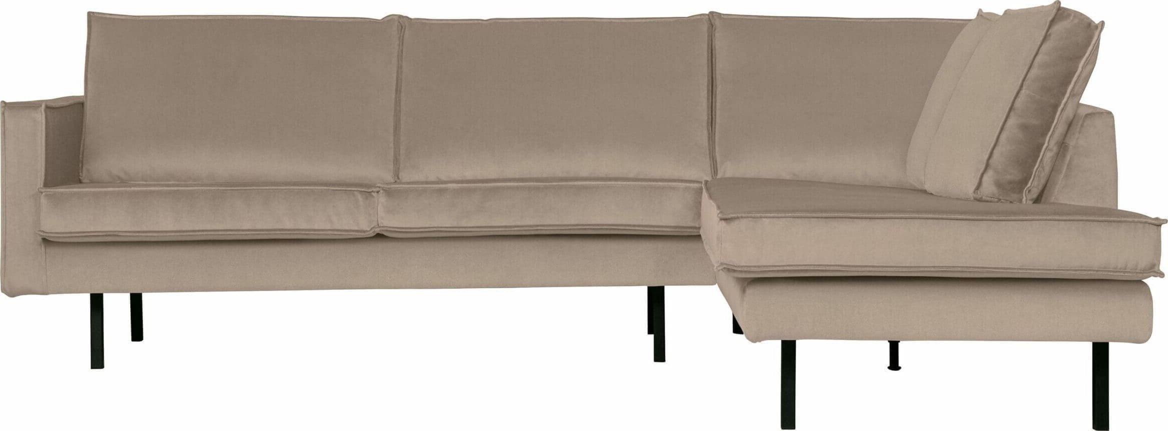 BePureHome Rodeo Hoekbank Rechts Velvet Khaki Beige|Taupe Hoekbank