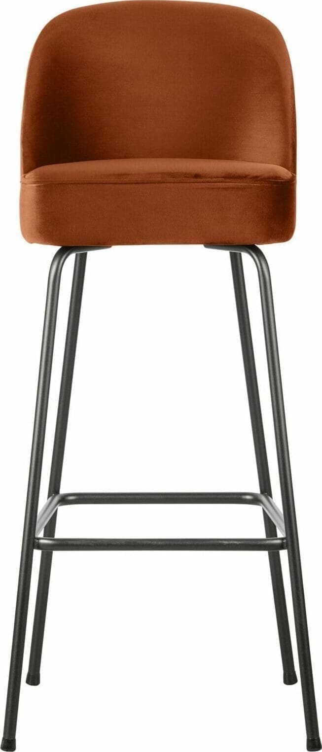 BePureHome Vogue Barstoel 80cm Fluweel Roest Cognac|Oranje