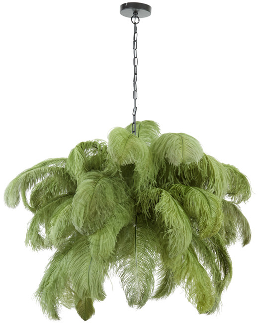 Hanglamp Feather - Zwart+olijf Groen Light & Living Hanglamp 2945669