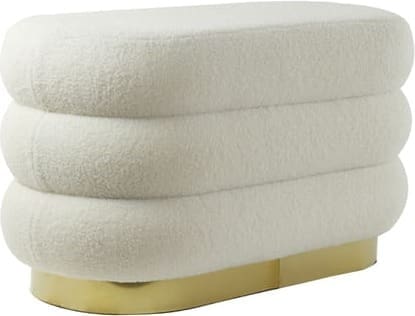 Poef Lyall - Teddy Crème+goud Light & Living Poef 6859855