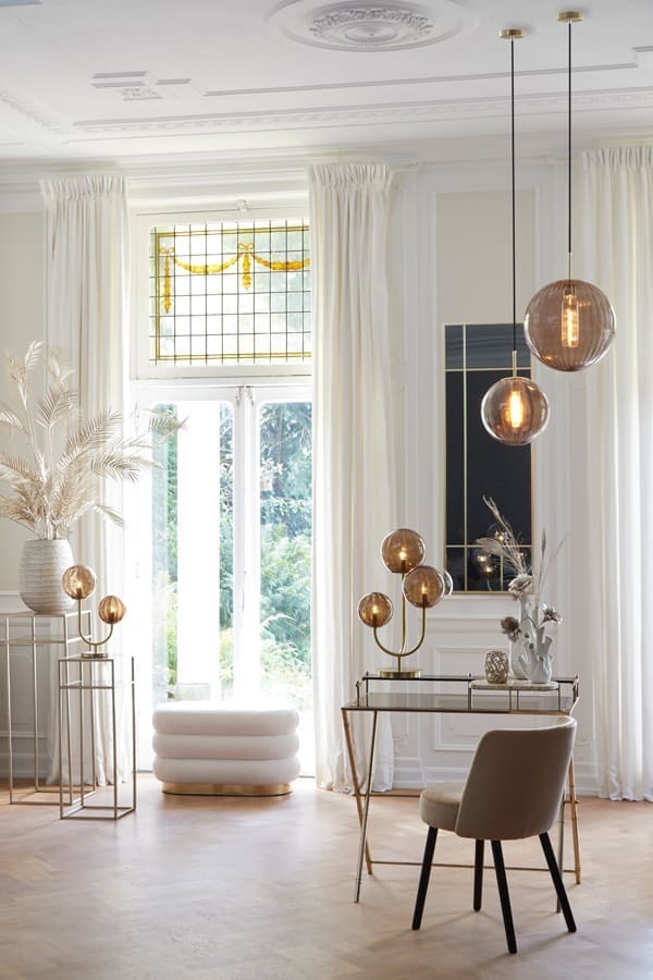 Poef Lyall - Teddy Crème+goud Light & Living Poef 6859855